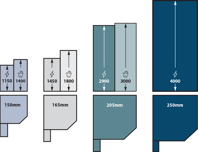 Callisto Continental Roller Shutters shutter heights diagram