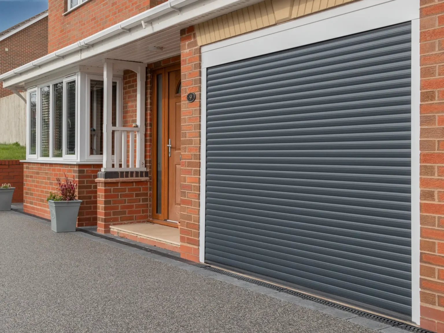 Europa Compact Insulated Roller Garage Door Anthracite Grey White Guides and Box