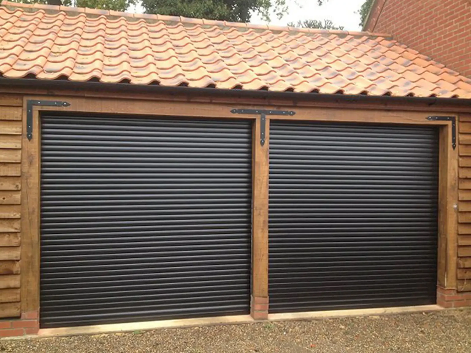 Europa Compact Insulated Roller Garage Doors Black Pair