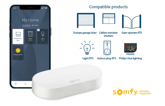 Europa Insulated Roller Garage Doors Automation Options and Accessories Smart Home Somfy