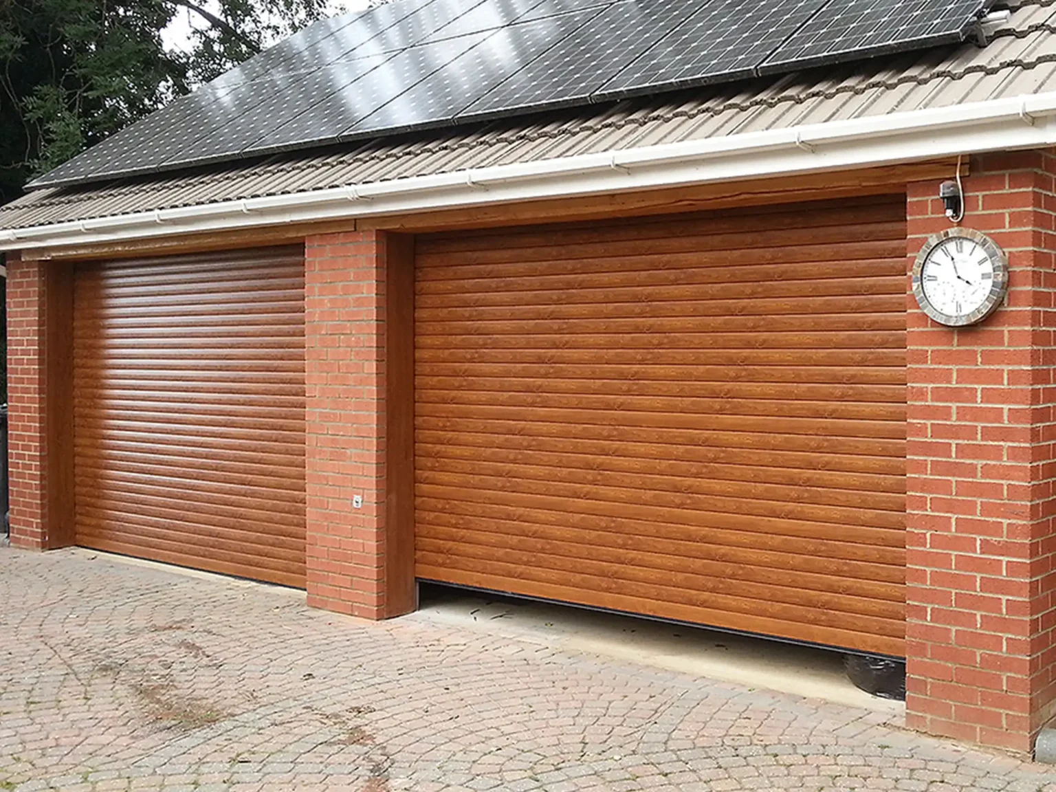 Europa Insulated Roller Garage Doors Gallery Image Golden Oak Pair