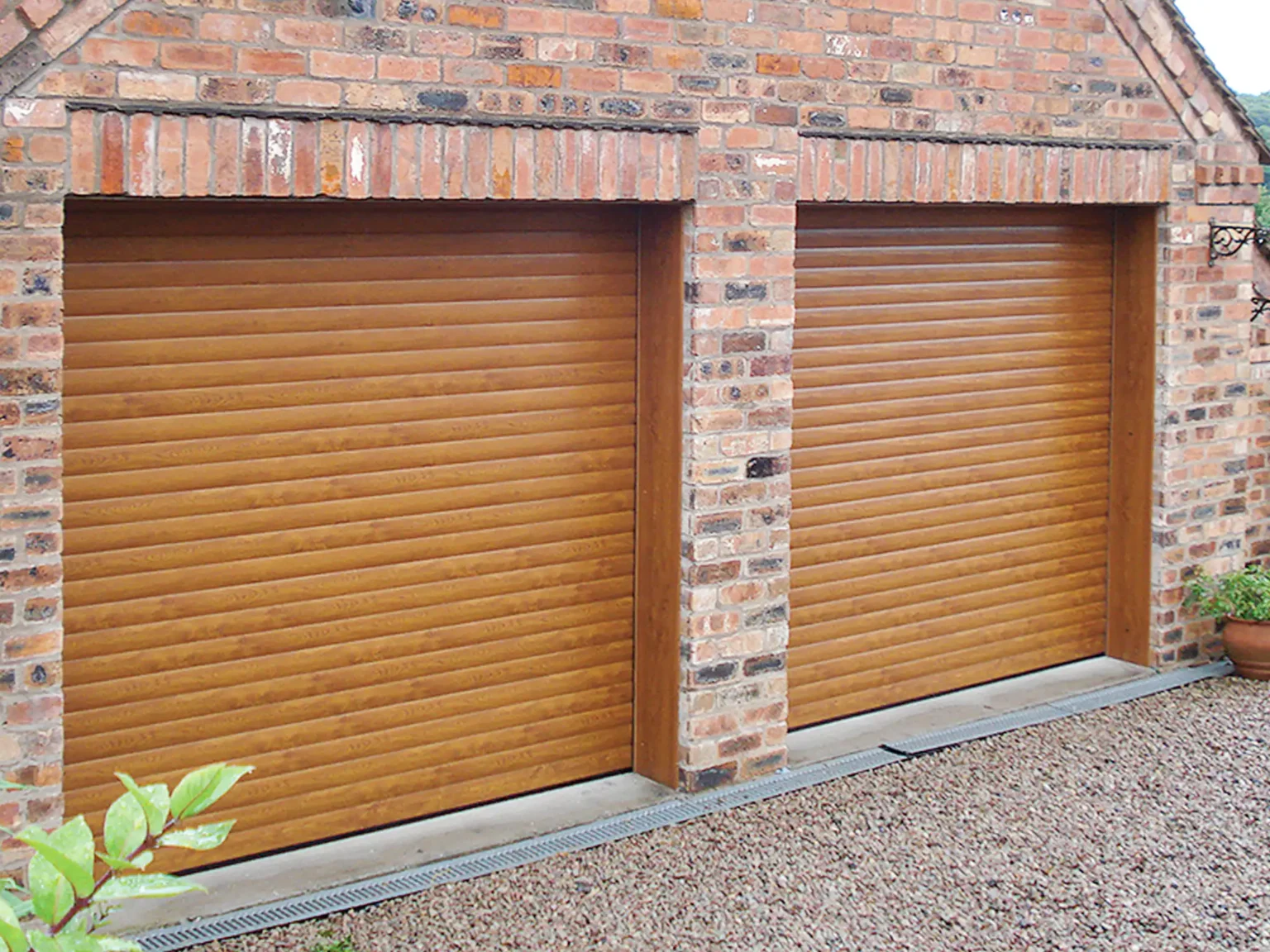 Europa Insulated Roller Garage Doors Gallery Image Golden Oak Pair