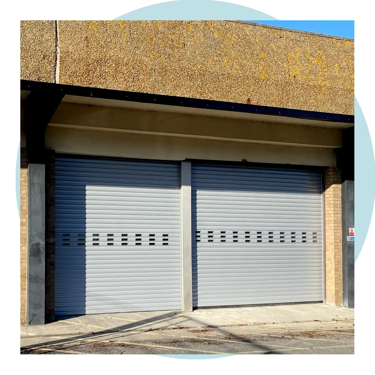 Twin Ganymede insulated shutters with a mix of vision and solid sections