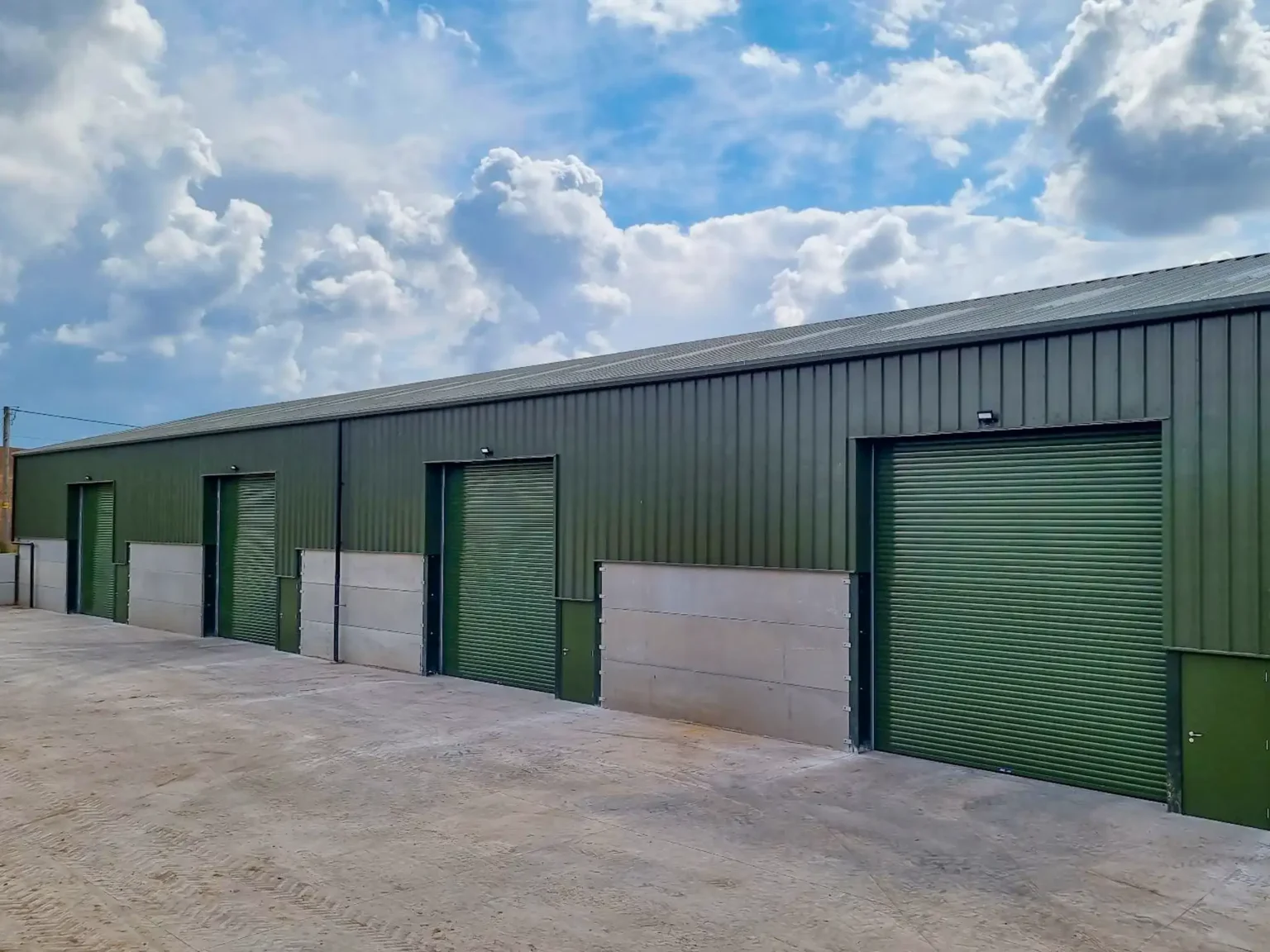 Industrial units fitted with Titan shutters powered by direct drive single phase motors