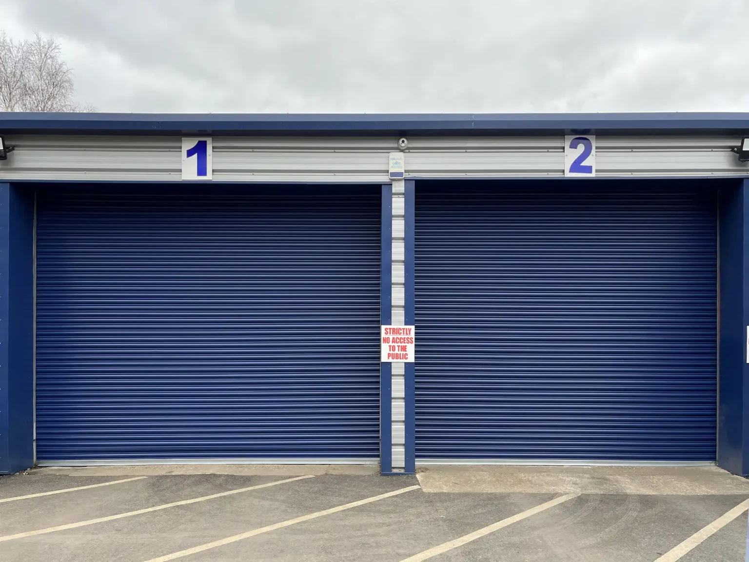 Twin Titan Roller Shutters in Sargasso RAL 5003